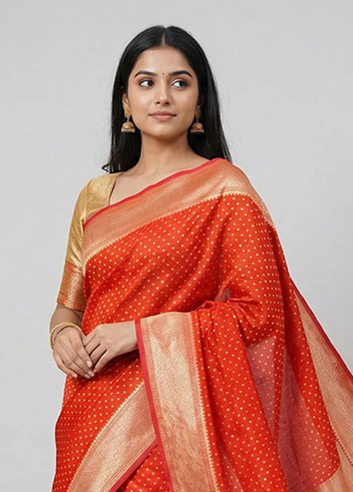 Blue Kora Silk Saree With Blouse Piece - Image 2