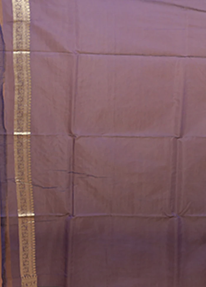 Blue Kora Silk Saree With Blouse Piece - Image 5