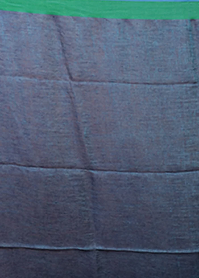 Blue Linen Silk Saree With Blouse Piece - Image 5