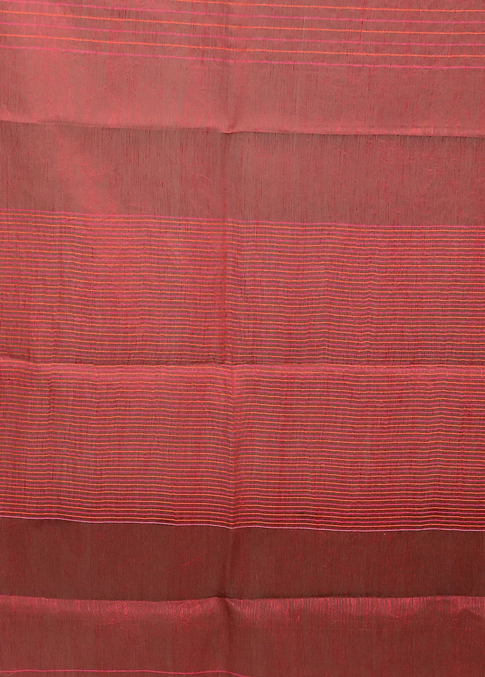 Blue Linen Silk Saree With Blouse Piece - Image 5