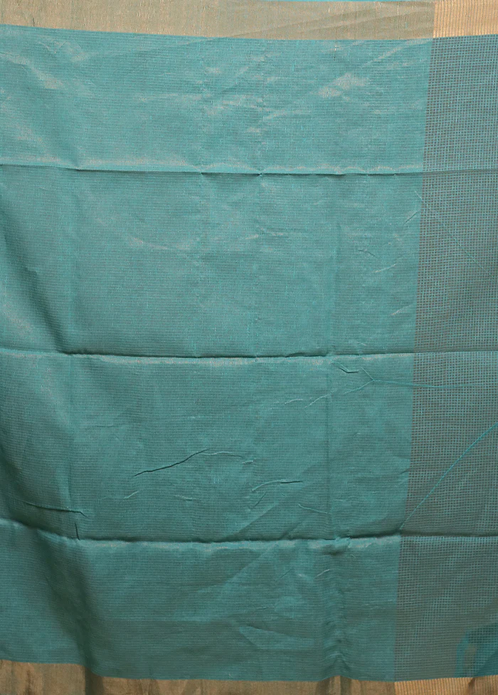 Blue Matka Silk Saree With Blouse Piece - Image 5