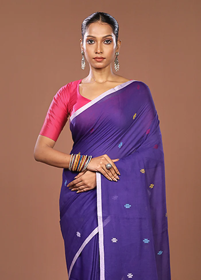 Blue Matka Silk Saree With Blouse Piece