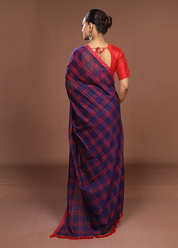 Blue Matka Silk Saree With Blouse Piece - Image 3