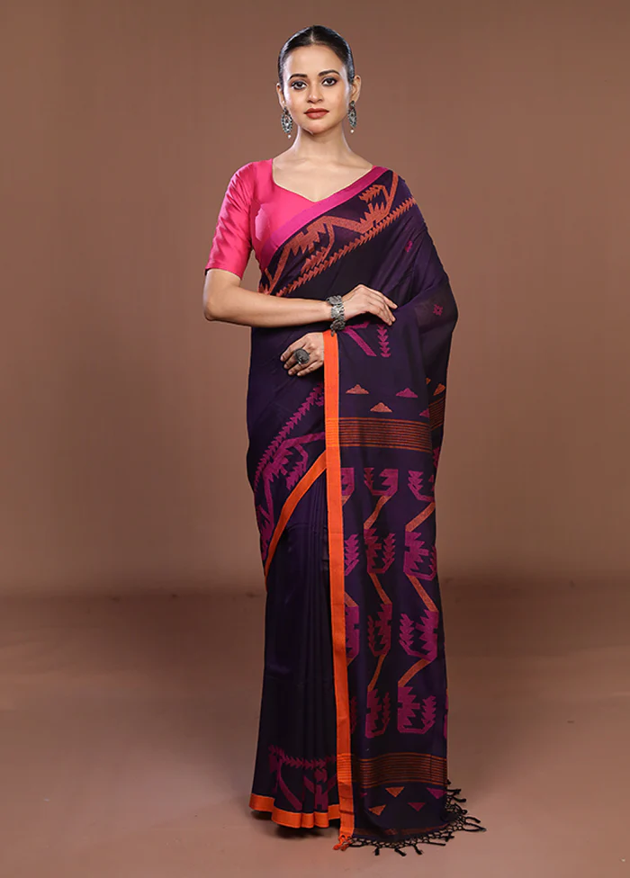 Blue Matka Silk Saree With Blouse Piece - Image 2