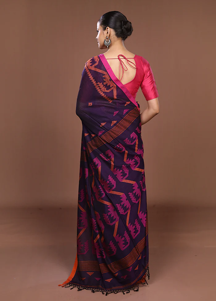 Blue Matka Silk Saree With Blouse Piece - Image 3