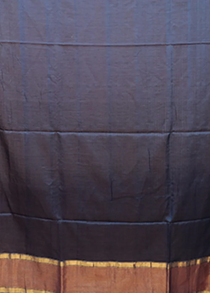 Blue Matka Silk Saree With Blouse Piece - Image 5