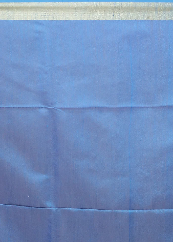 Blue Matka Silk Saree With Blouse Piece - Image 5