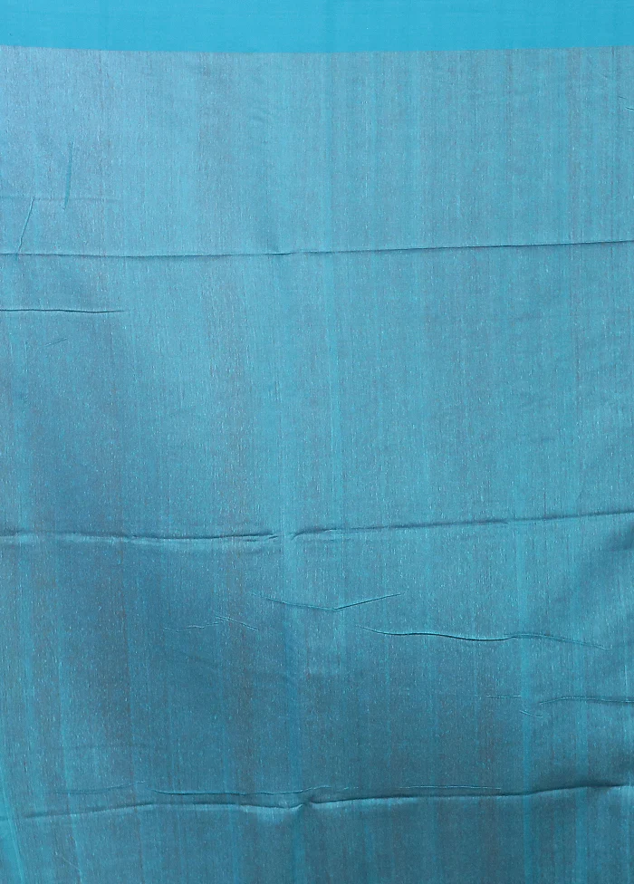 Blue Matka Silk Saree With Blouse Piece - Image 5