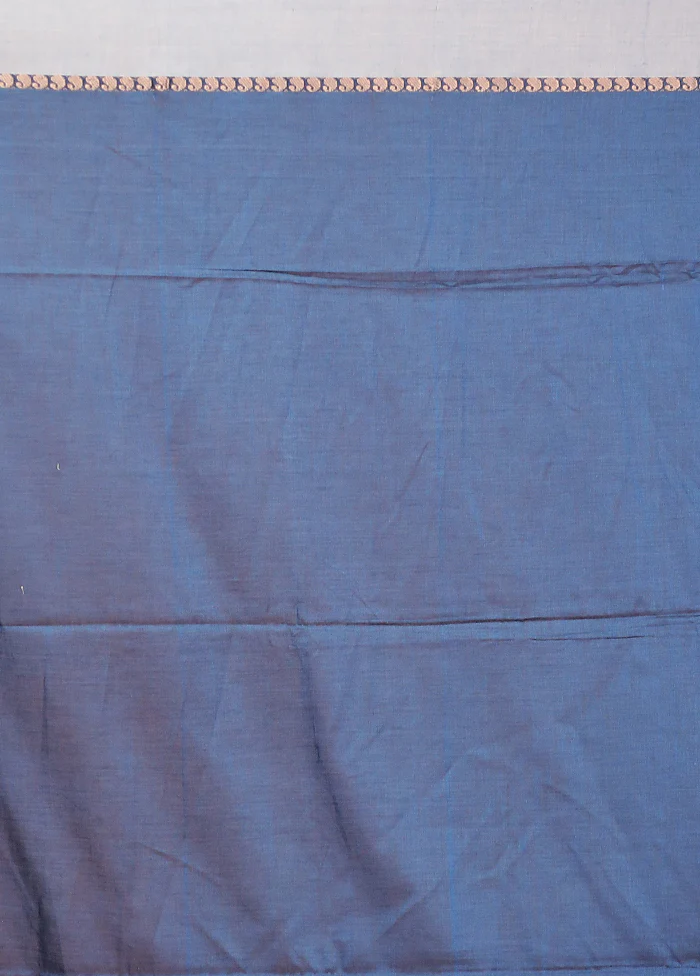 Blue Matka Silk Saree With Blouse Piece - Image 5