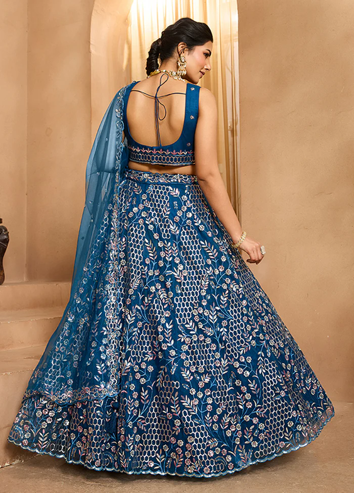Blue Net Lehenga Set - Image 3