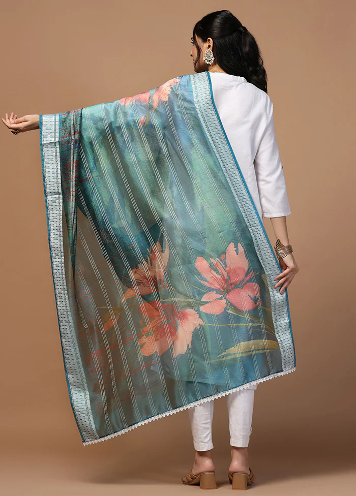 Blue Organza Dupatta - Image 2