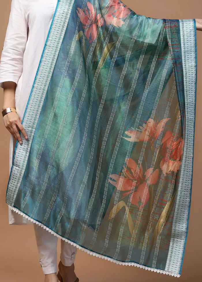 Blue Organza Dupatta - Image 3