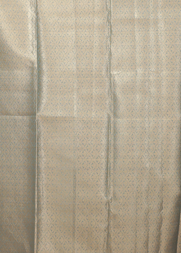 Blue Organza Saree With Blouse Piece - Image 5
