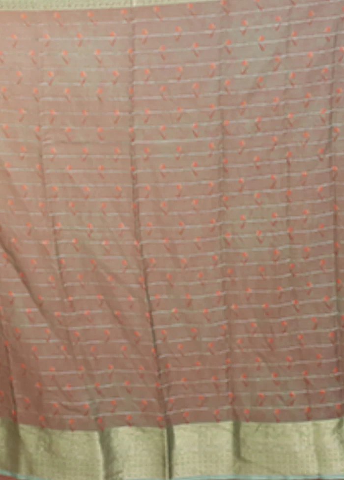 Blue Organza Saree With Blouse Piece - Image 5