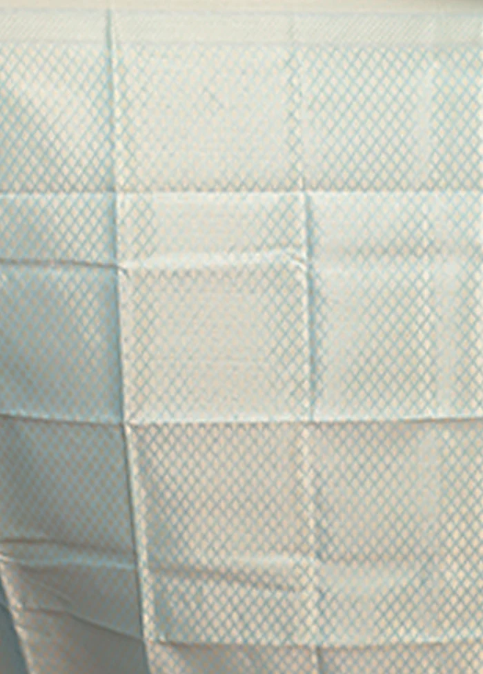 Blue Organza Saree With Blouse Piece - Image 5