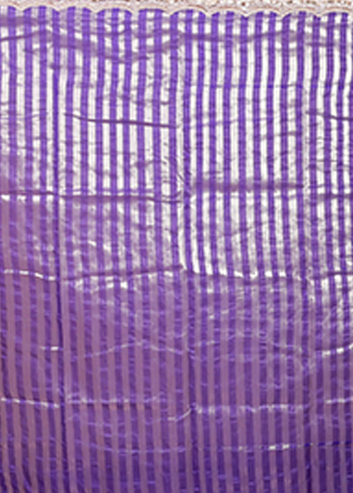 Purple Organza Saree With Blouse Piece - Image 5