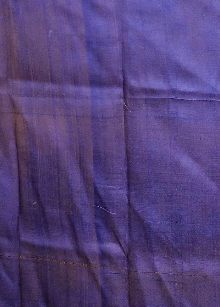 Blue Printed Silk Saree Without Blouse Piece - Image 5