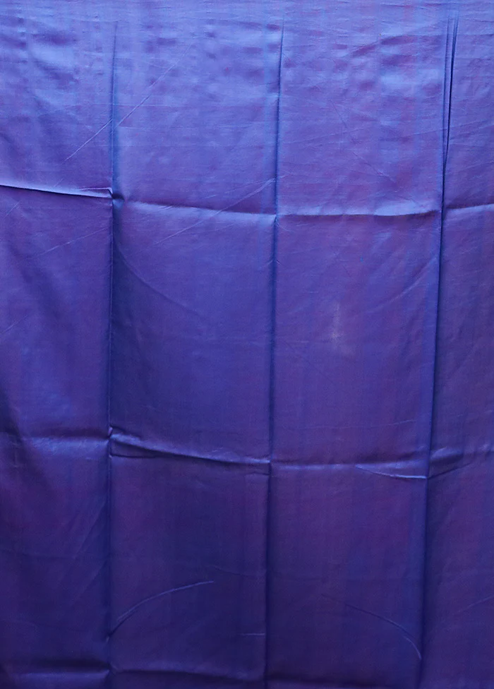 Blue Printed Pure Silk Saree Without Blouse Piece - Image 5