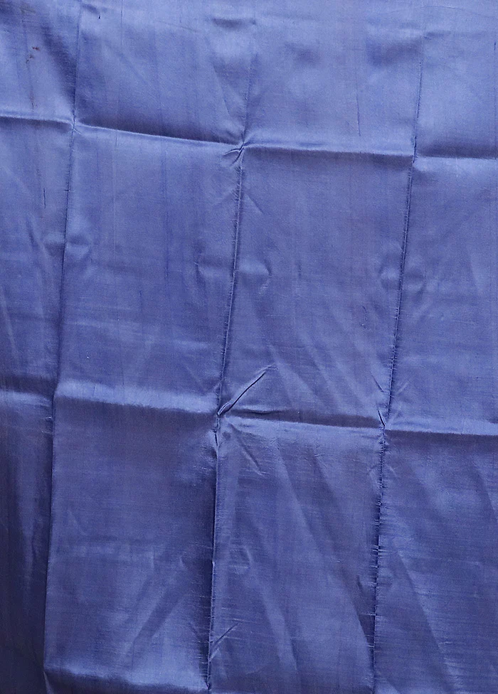 Blue Printed Silk Saree Without Blouse Piece - Image 5