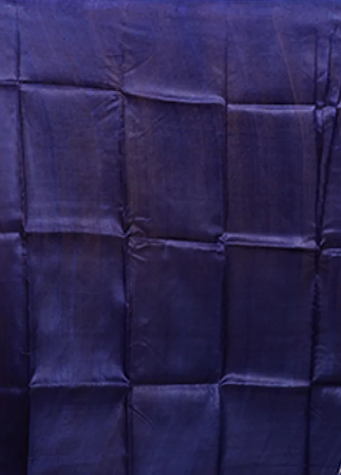 Blue Printed Silk Saree Without Blouse Piece - Image 5