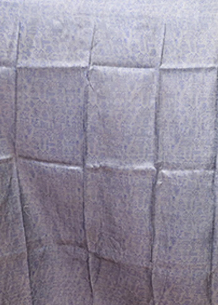 Grey Printed Silk Saree With Blouse Piece - Image 5