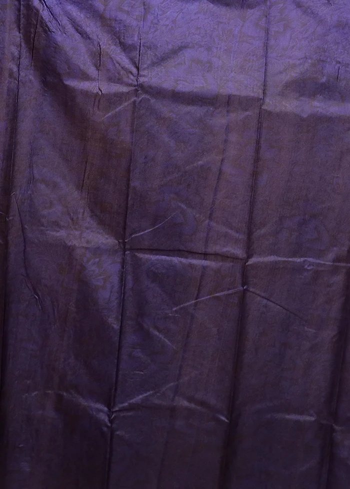 Blue Printed Pure Silk Saree Without Blouse Piece - Image 5