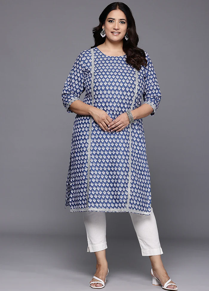 Blue Readymade Cotton Kurti