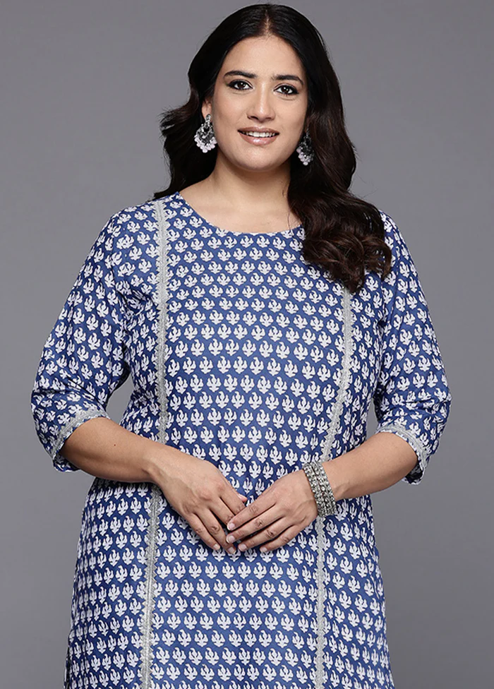 Blue Readymade Cotton Kurti - Image 2