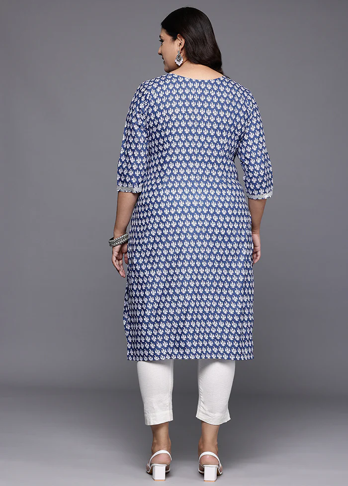 Blue Readymade Cotton Kurti - Image 3