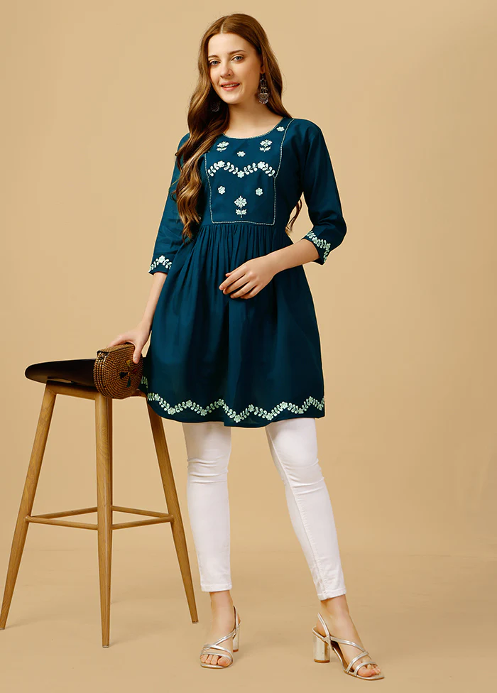 Blue Readymade Viscose Top