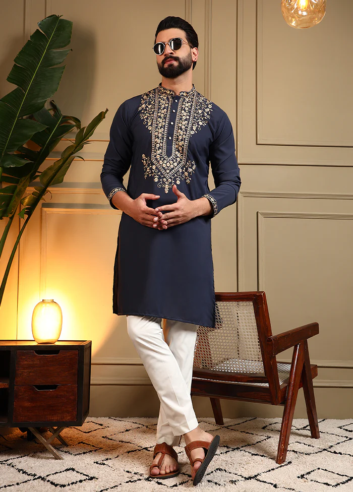 Blue Silk Kurta & Pajama Set
