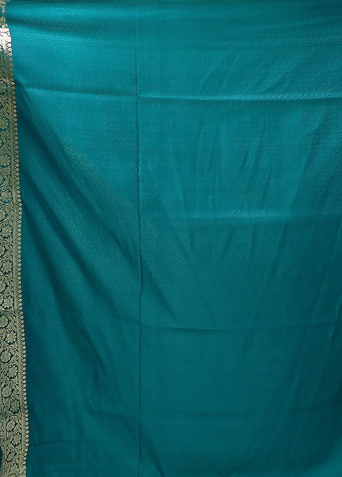 Blue Tanchoi Silk Saree With Blouse Piece - Image 5