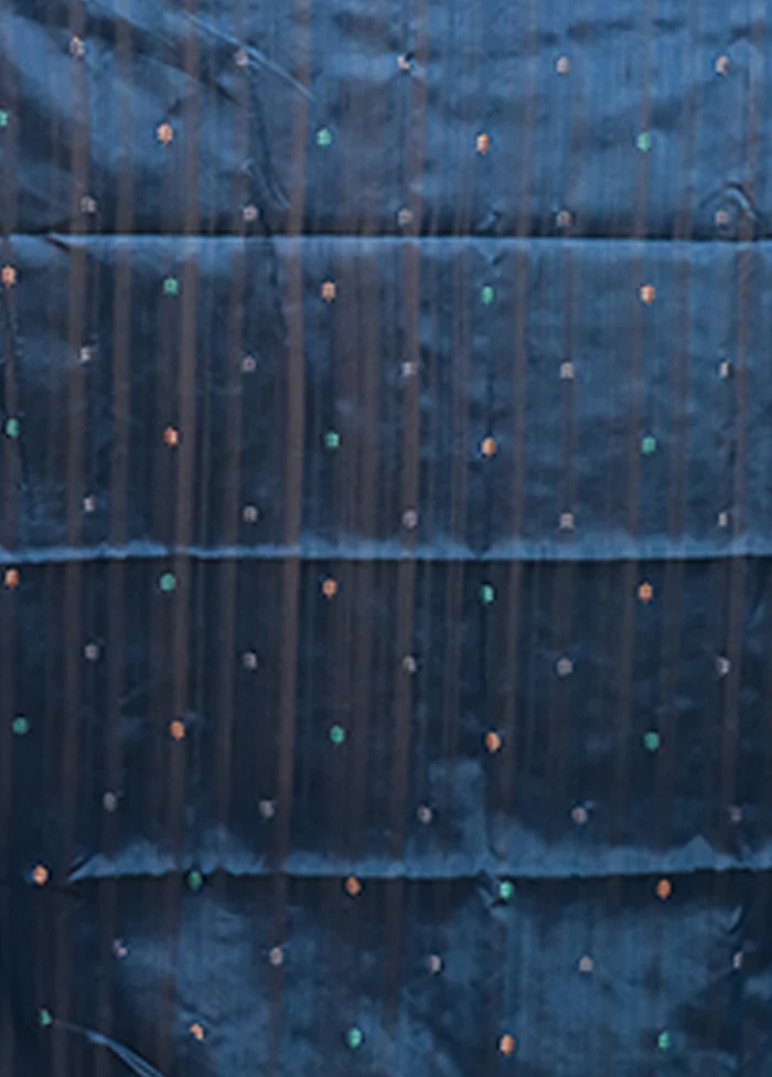 Blue Tussar Silk Saree With Blouse Piece - Image 5