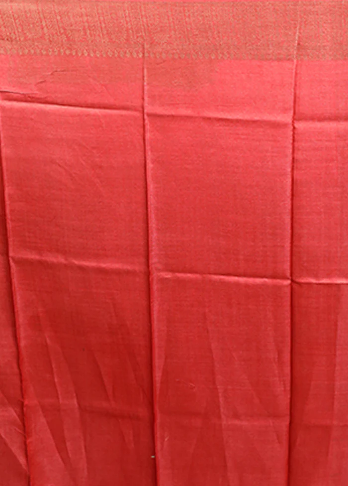 Blue Tussar Silk Saree With Blouse Piece - Image 5