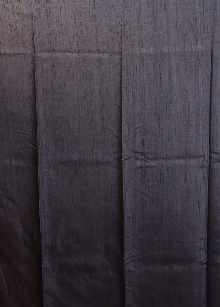Blue Tussar Silk Saree With Blouse Piece - Image 5