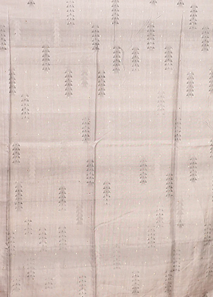 Blue Tussar Silk Saree With Blouse Piece - Image 5