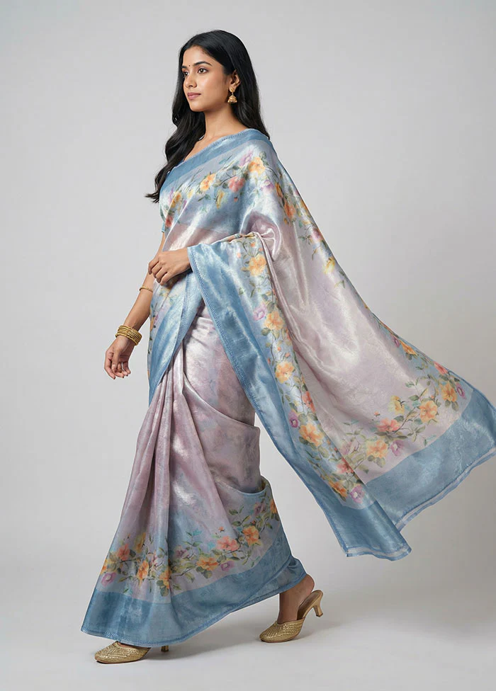 Blue Tussar Silk Saree With Blouse Piece