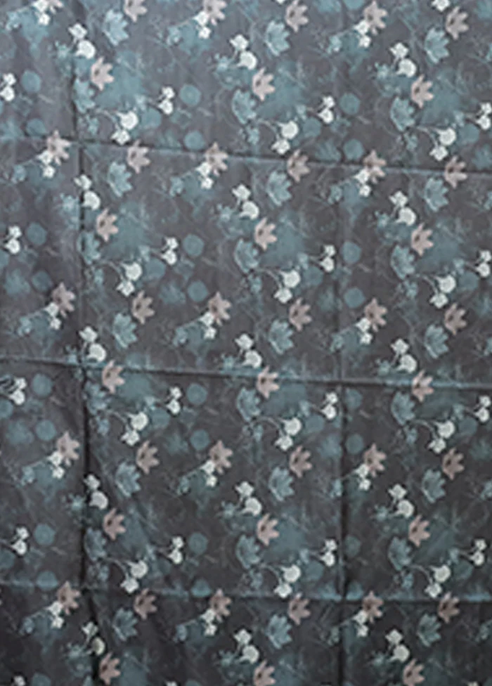 Blue Tussar Silk Saree With Blouse Piece - Image 5