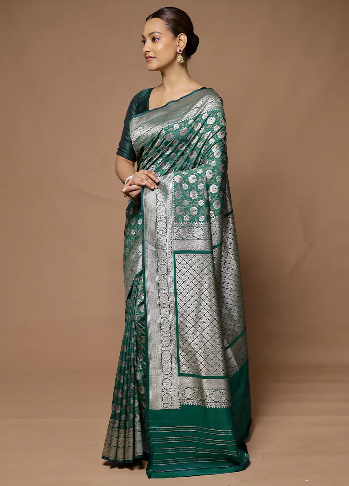 Blue Uppada Silk Saree With Blouse Piece - Image 4