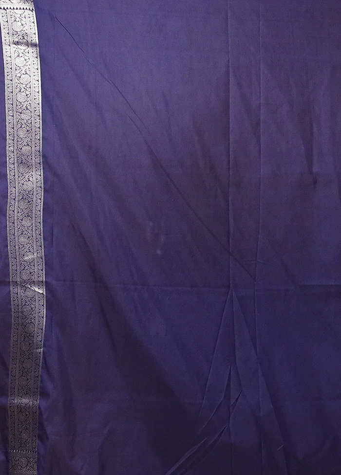 Blue Uppada Silk Saree With Blouse Piece - Image 5