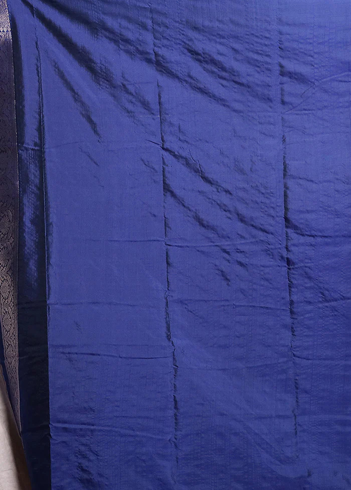 Blue Uppada Silk Saree With Blouse Piece - Image 5