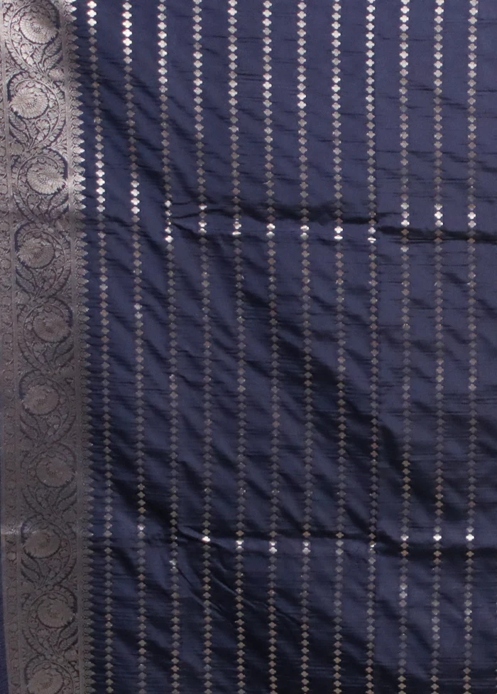 Blue Uppada Silk Saree With Blouse Piece - Image 5
