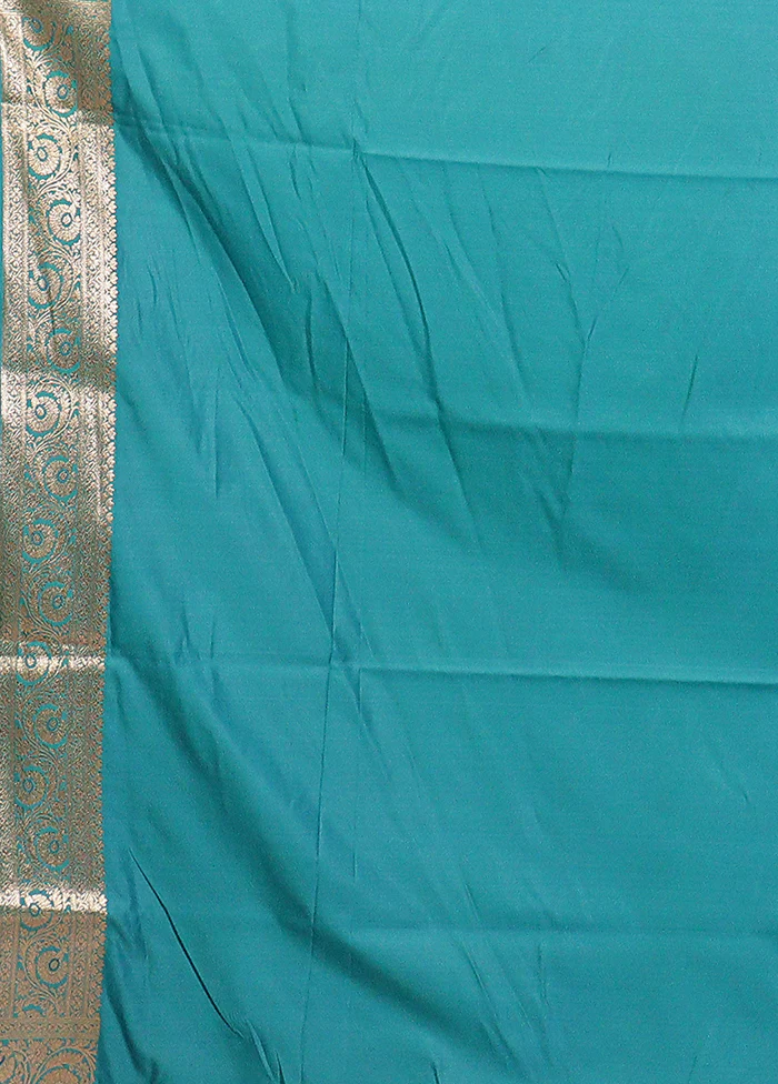 Blue Uppada Silk Saree With Blouse Piece - Image 5