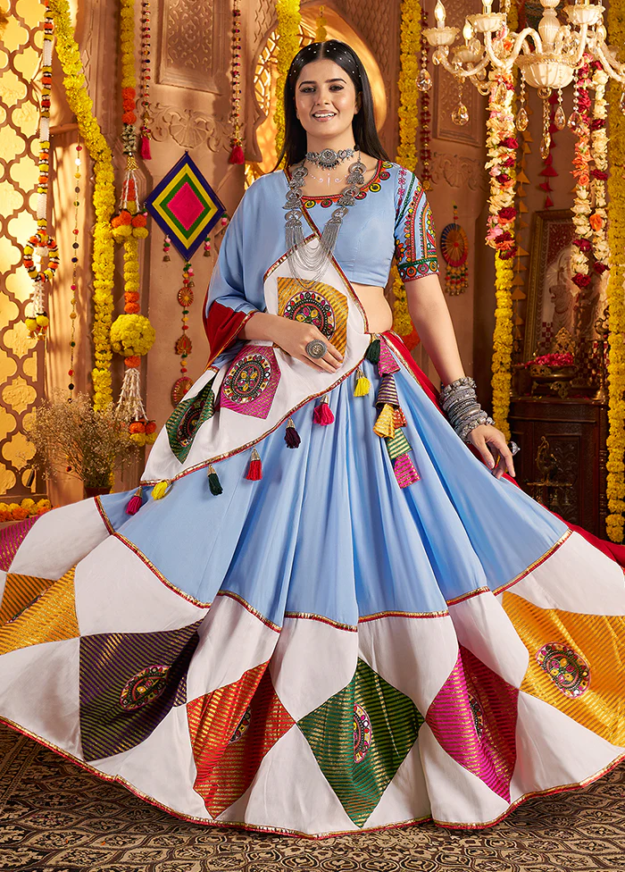 Blue Viscose Dupatta Lehenga Set