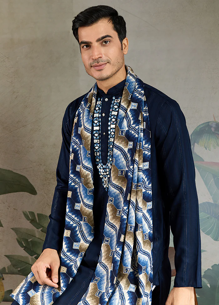 Blue Viscose Kurta & Pajama Set - Image 2