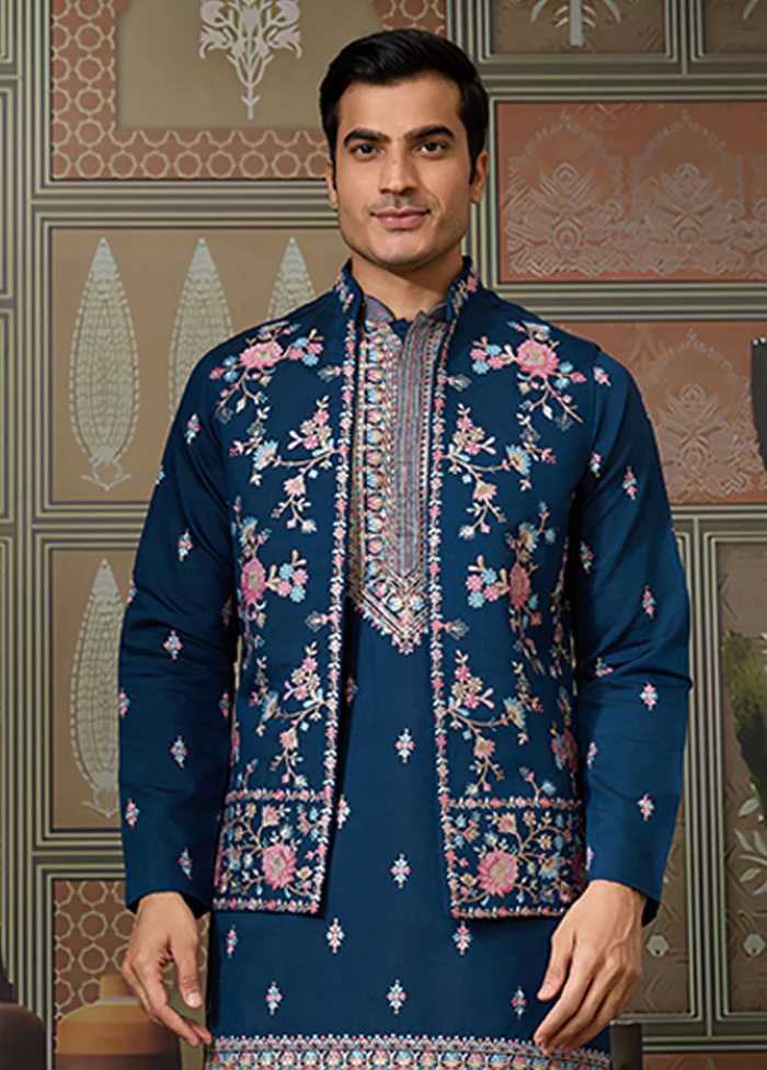 Blue Viscose Kurta & Pajama Set - Image 2