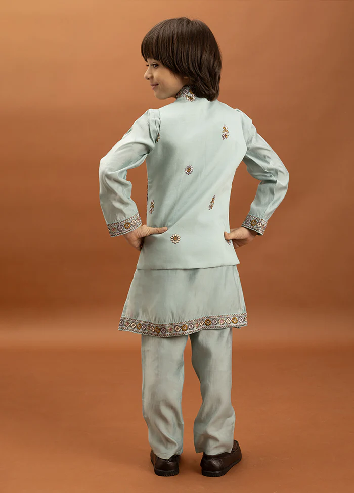 Blue Viscose Kurta & Pajama Set - Image 3