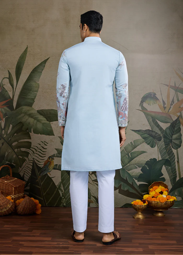 Blue Viscose Kurta - Image 3