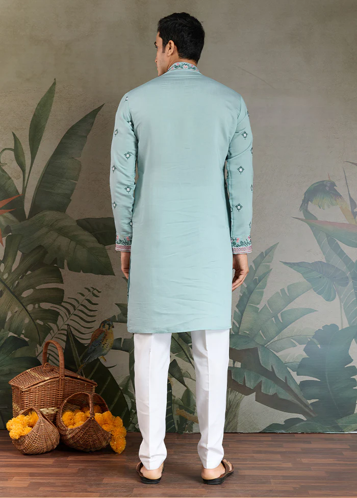 Blue Viscose Kurta - Image 3