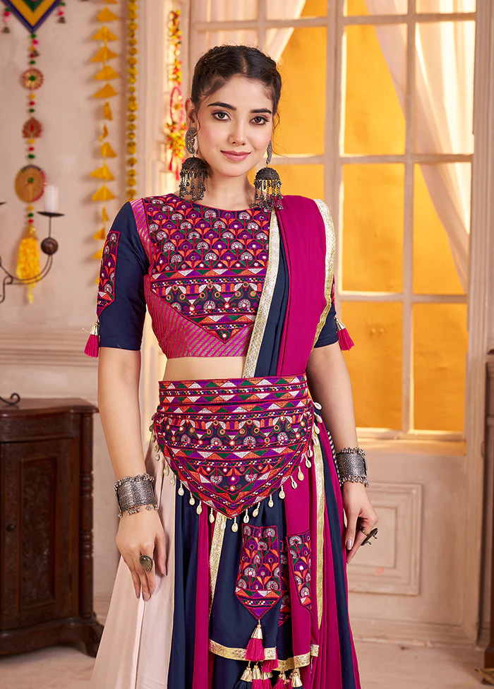 Blue Viscose Lehenga Set - Image 2